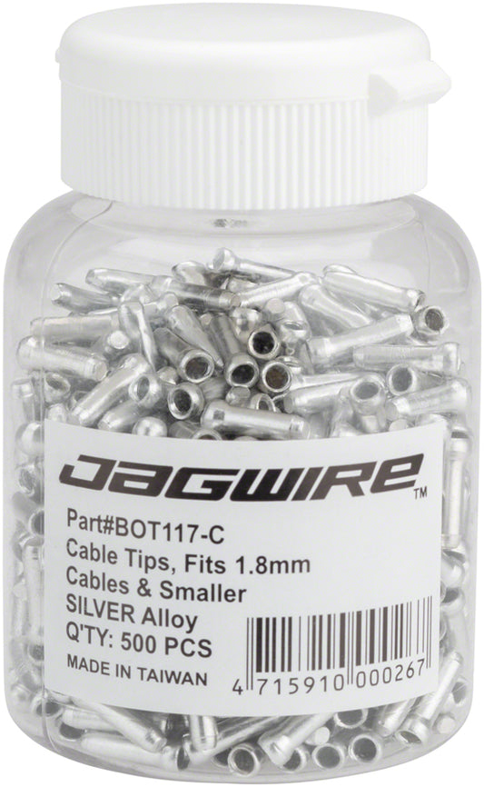 Jagwire 1.8mm Cable End Crimps SIlver Bottle/500 Cable End Crimp Jagwire   