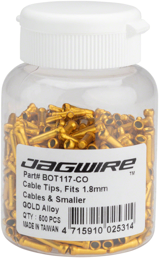 Jagwire 1.8mm Cable End Crimps Gold Bottle/500 Cable End Crimp Jagwire   