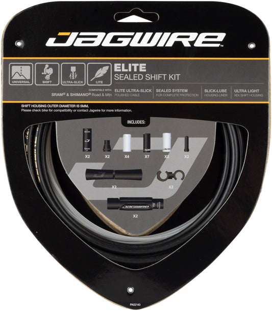 Jagwire Elite Sealed Shift Cable Kit - SRAM/Shimano Ultra-Slick Uncoated Cables BLK Cables and Housing Jagwire   