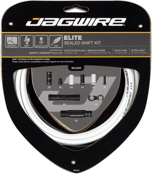 Jagwire Elite Sealed Shift Cable Kit - SRAM/Shimano Ultra-Slick Uncoated Cables White Cables and Housing Jagwire   