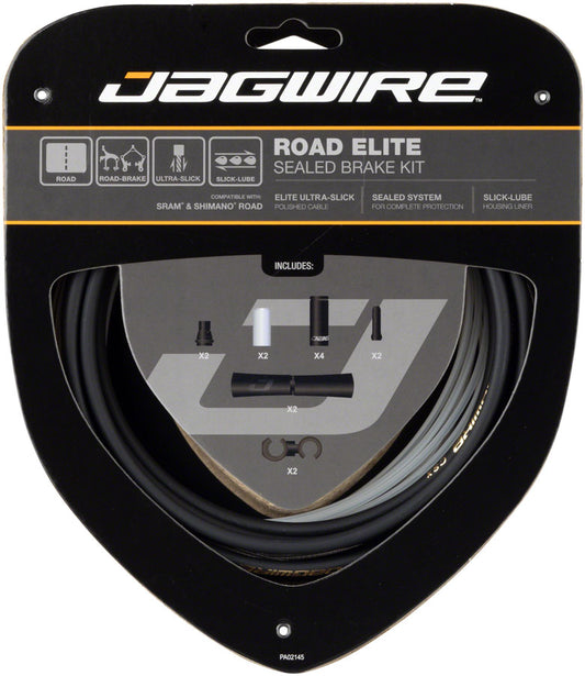 Jagwire Road Elite Sealed Brake Cable Kit - SRAM/Shimano Ultra-Slick Uncoated Cables BLK Cables and Housing Jagwire   