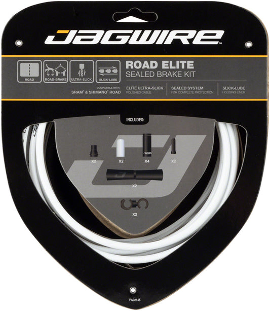Jagwire Road Elite Sealed Brake Cable Kit - SRAM/Shimano Ultra-Slick Uncoated Cables White Cables and Housing Jagwire   