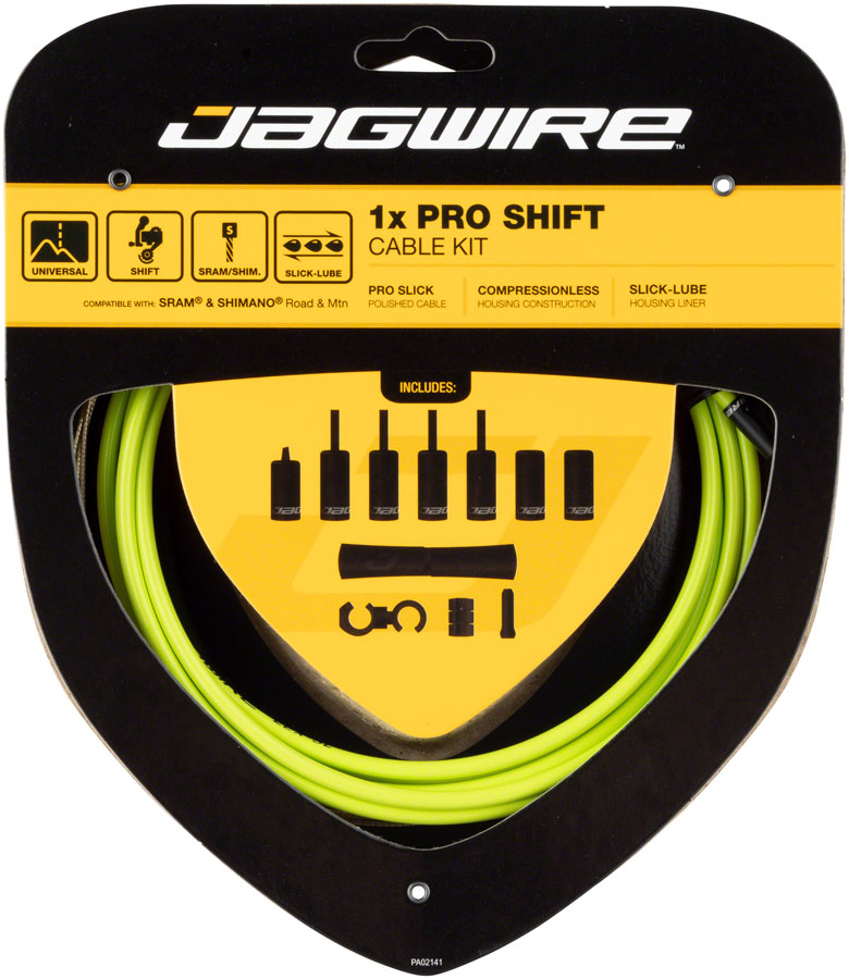 Jagwire 1x Pro Shift Kit Road/Mountain SRAM/Shimano Organic Green Cables and Housing Jagwire   