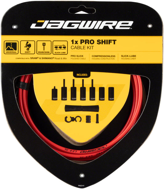 Jagwire 1x Pro Shift Kit Road/Mountain SRAM/Shimano Red Cables and Housing Jagwire   