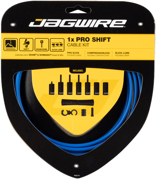 Jagwire 1x Pro Shift Kit Road/Mountain SRAM/Shimano SID Blue Cables and Housing Jagwire   