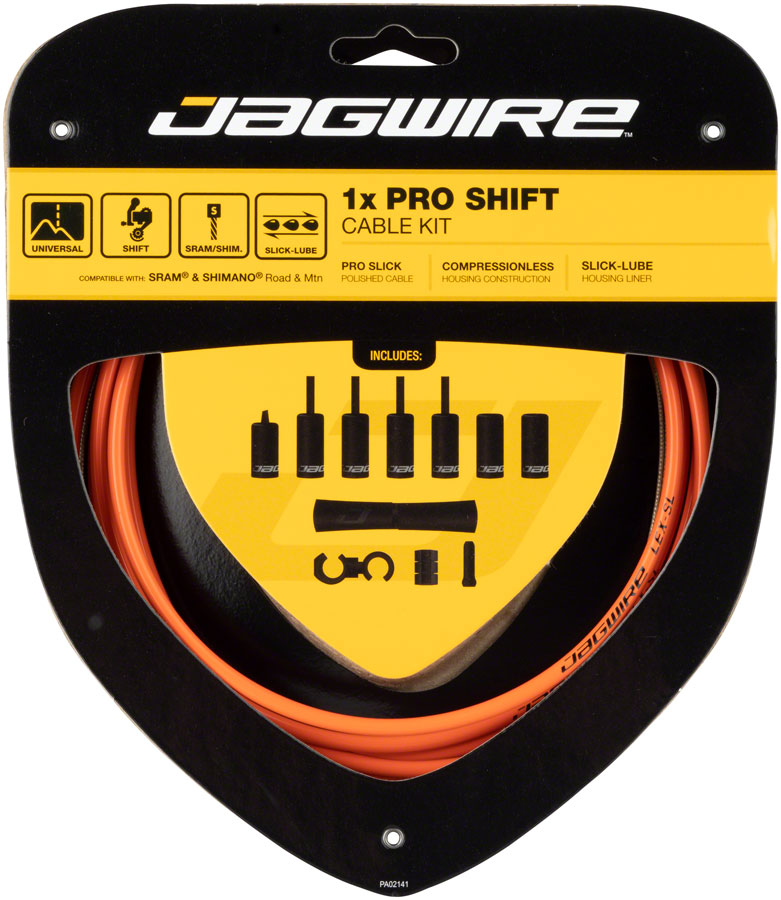 Jagwire 1x Pro Shift Kit Road/Mountain SRAM/Shimano Orange Cables and Housing Jagwire   