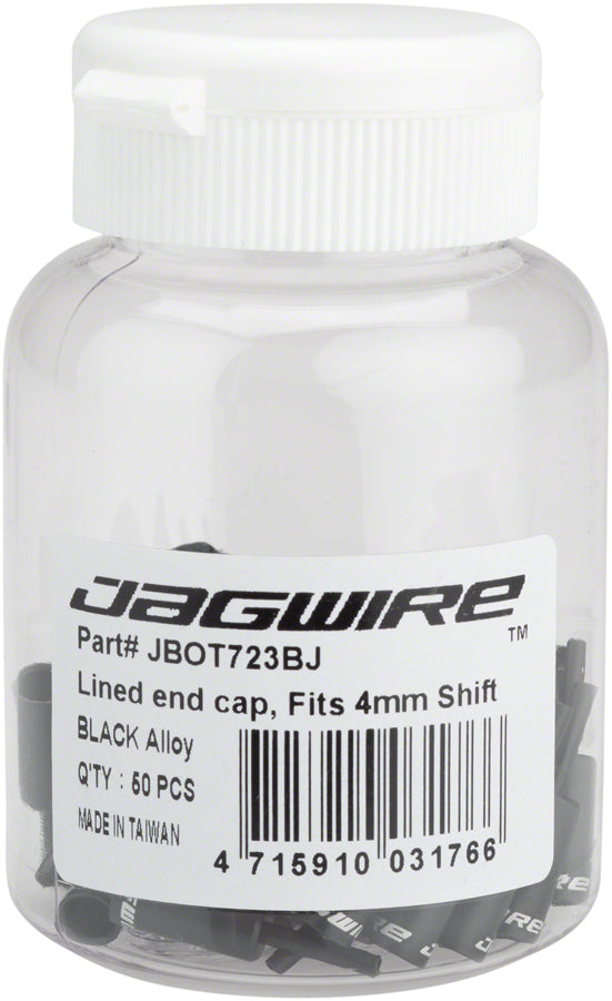 Jagwire 4mm Lined Alloy End Caps Bottle of 50 Black Cables and Housing Jagwire   