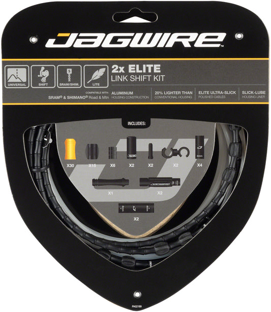 Jagwire 2x Elite Link Shift Cable Kit SRAM/Shimano Polished Ultra-Slick Cables BLK Cables and Housing Jagwire   