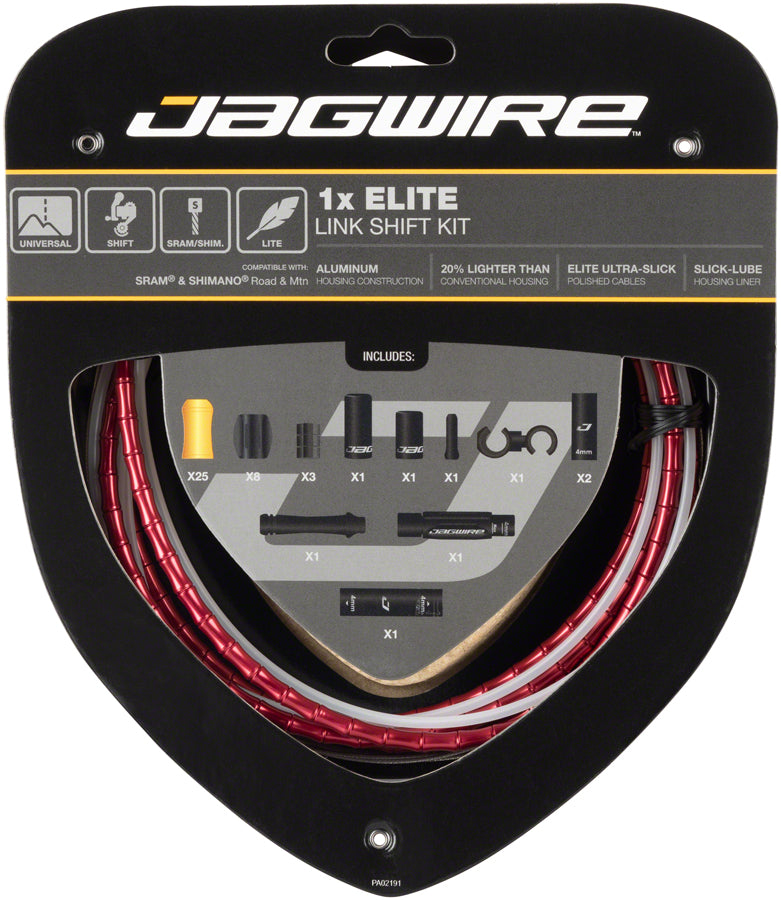 Jagwire 1x Elite Link Shift Cable Kit SRAM/Shimano Polished Ultra-Slick Cable Red Cables and Housing Jagwire   