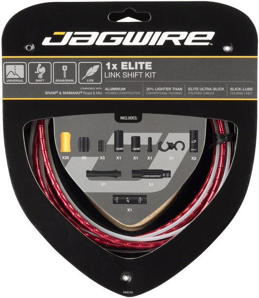 Jagwire 1x Elite Link Shift Cable Kit SRAM/Shimano Polished Ultra-Slick Cable Red Cables and Housing Jagwire   