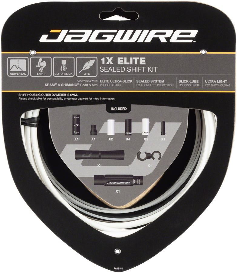 Jagwire 1x Elite Sealed Shift Cable Kit - SRAM/Shimano Polished Ultra-Slick Cables White Cables and Housing Jagwire   