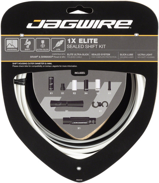 Jagwire 1x Elite Sealed Shift Cable Kit - SRAM/Shimano Polished Ultra-Slick Cables White Cables and Housing Jagwire   