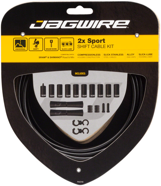 Jagwire 2x Sport Shift Cable Kit SRAM/Shimano Black Cables and Housing Jagwire   
