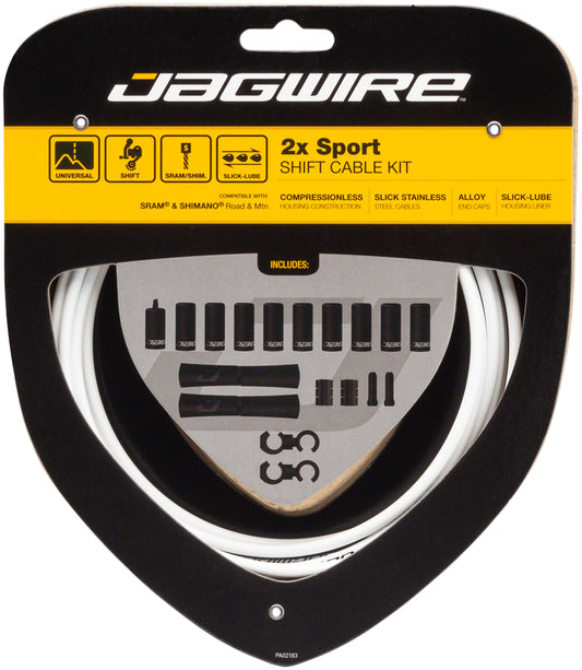 Jagwire 2x Sport Shift Cable Kit SRAM/Shimano White Cables and Housing Jagwire   