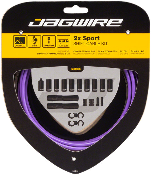 Jagwire 2x Sport Shift Cable Kit SRAM/Shimano Purple Cables and Housing Jagwire   