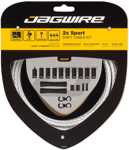 Jagwire 2x Sport Shift Cable Kit SRAM/Shimano Braided White Cables and Housing Jagwire   