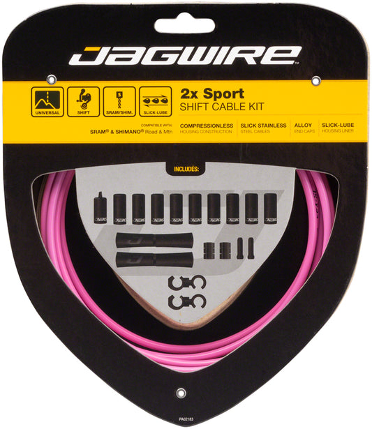 Jagwire 2x Sport Shift Cable Kit SRAM/Shimano Pink Cables and Housing Jagwire   