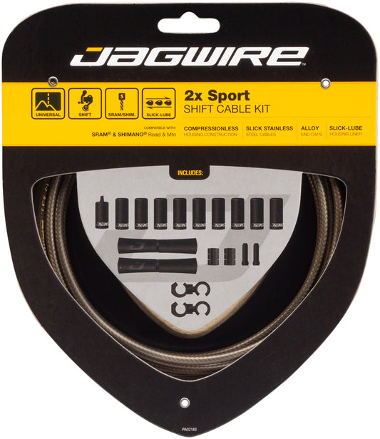 Jagwire 2x Sport Shift Cable Kit SRAM/Shimano Carbon Silver Cables and Housing Jagwire   