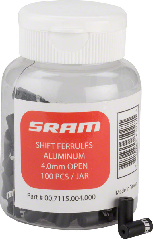SRAM Shift Cable Housing Ferrules 4mm Open Black 100-count Jar Cables and Housing SRAM   