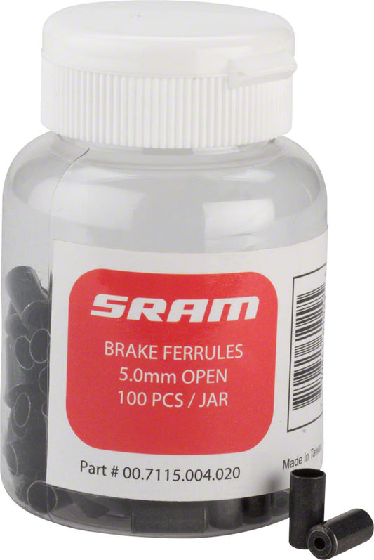 SRAM 5mm Brake Cable Housing Ferrules Black 100-count Jar Cables and Housing SRAM   
