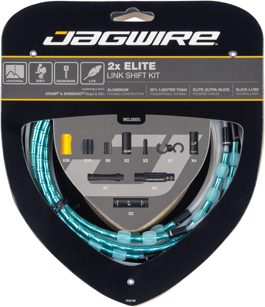 Jagwire 2x Elite Link Shift Cable Kit - SRAM/Shimano Polished Ultra-Slick Cables Ltd. Celeste Cables and Housing Jagwire   