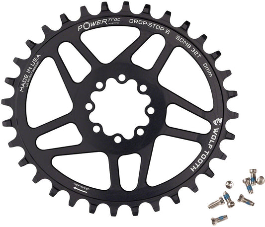 Wolf Tooth Elliptical Direct Mount Chainring - 32t SRAM Direct Mount Drop-Stop B For SRAM 8-Bolt Cranksets 0mm Offset BLK Chainrings Wolf Tooth   