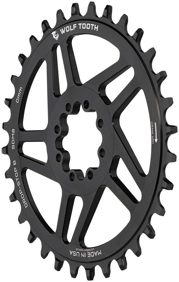 Wolf Tooth Direct Mount Chainring - 36t SRAM Direct Mount Drop-Stop B For SRAM 8-Bolt Cranksets 0mm Offset BLK Chainrings Wolf Tooth   