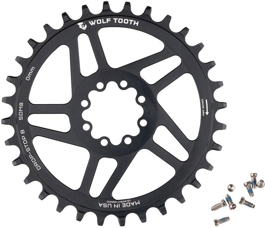 Wolf Tooth Direct Mount Chainring - 36t SRAM Direct Mount Drop-Stop B For SRAM 8-Bolt Cranksets 0mm Offset BLK Chainrings Wolf Tooth   