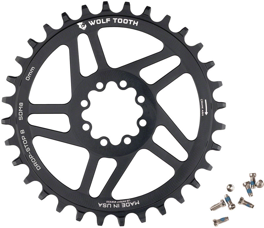 Wolf Tooth Direct Mount Chainring - 32t SRAM Direct Mount Drop-Stop B For SRAM 8-Bolt Cranksets 0mm Offset BLK Chainrings Wolf Tooth   