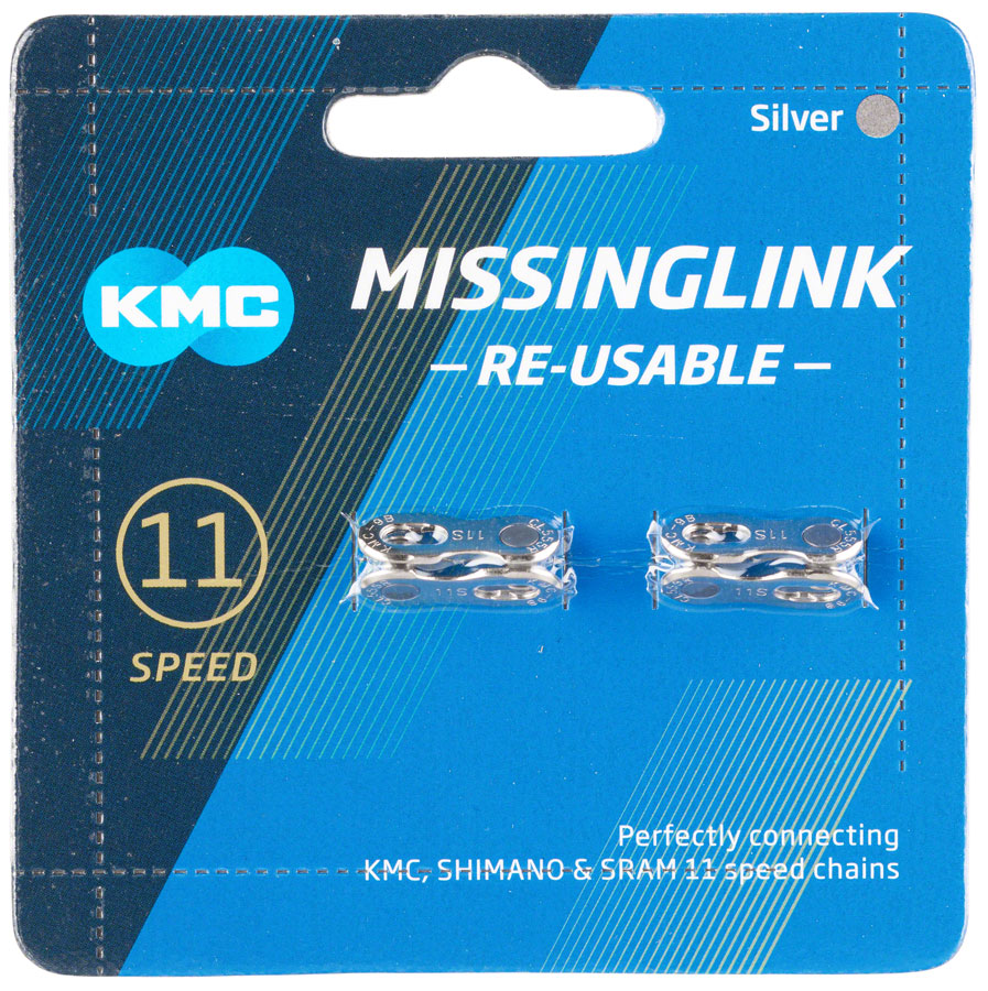 KMC MissingLink-11 Connector - 11-Speed Reusable Silver 2 Pairs/Card Chain Links and Pins KMC   