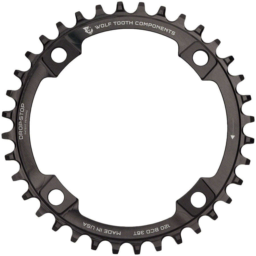 Wolf Tooth 120 BCD Chainring - 36t 120 BCD 4-Bolt Drop-Stop Black Chainrings Wolf Tooth   