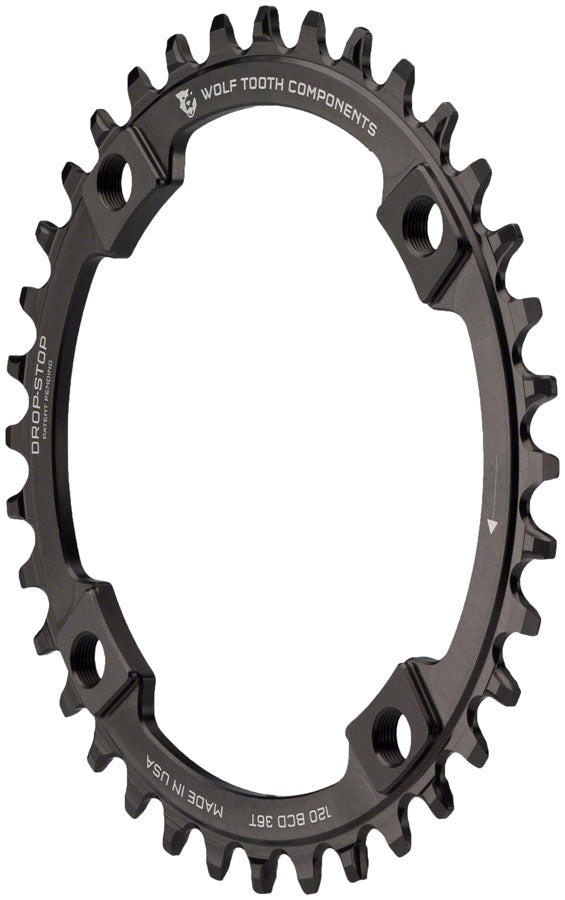 Wolf Tooth 120 BCD Chainring - 36t 120 BCD 4-Bolt Drop-Stop Black Chainrings Wolf Tooth   