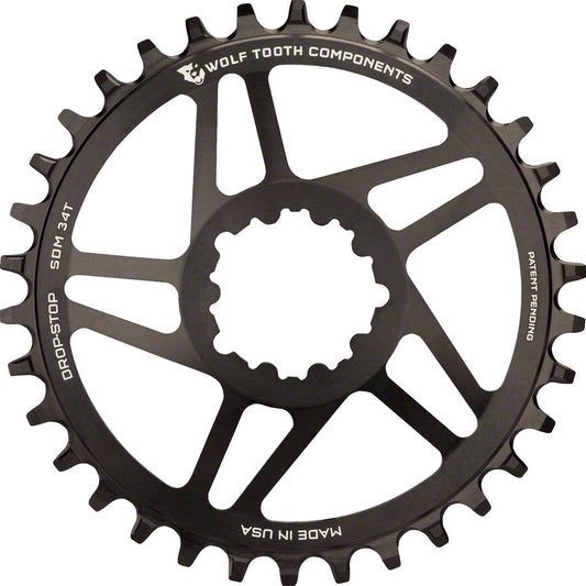 Wolf Tooth Direct Mount Chainring - 28t SRAM Direct Mount Drop-Stop A For SRAM 3-Bolt Cranksets 6mm Offset BLK Chainrings Wolf Tooth   