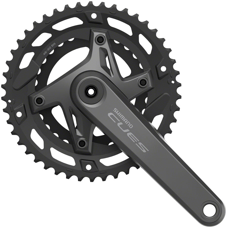 Shimano CUES FC-U6000-2 Crankset - 170mm 9/10-Speed 46/30t Asymmetric 110 BCD Hollowtech II BLK Cranksets and Arms Shimano   