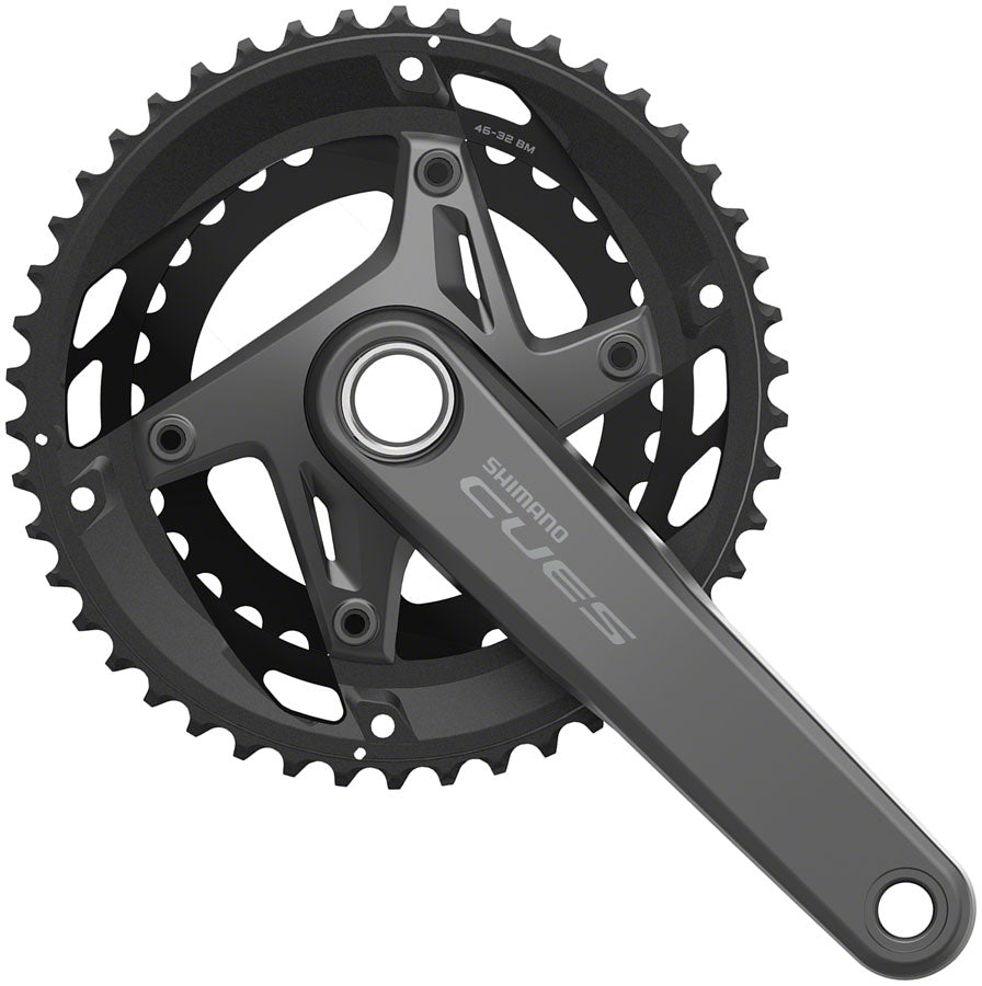 Shimano CUES FC-U6010-2 Crankset - 170mm 11-Speed 46/32t Asymmetric 110 BCD Hollowtech II BLK Cranksets and Arms Shimano   