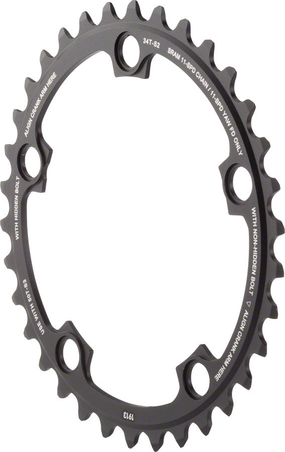 SRAM 11-Speed 34T 110mm BCD YAW Chainring Black Use with 50T Chainrings SRAM   