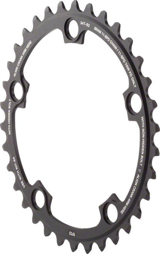 SRAM 11-Speed 34T 110mm BCD YAW Chainring Black Use with 50T Chainrings SRAM   