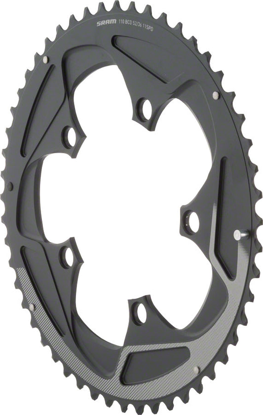 SRAM 52 Tooth 11-Speed 110mm BCD Yaw Chainring BLK Silver Trim Use 36 38T Chainrings SRAM   