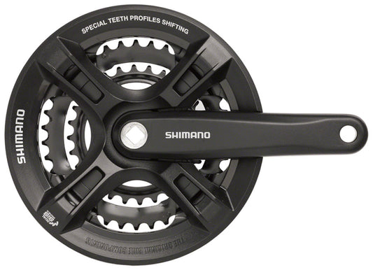 Shimano Altus FC-M311 Crankset - 170mm 7/8-Speed 42/32/22t Riveted Square Taper JIS Spindle Interface BLK With Chainguard Cranksets and Arms Shimano   