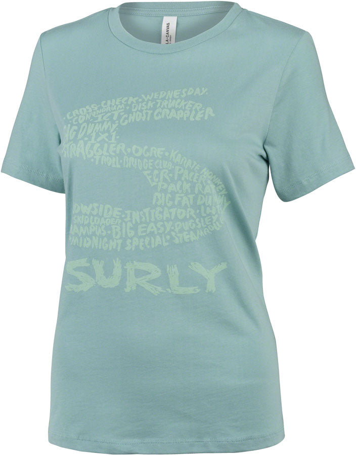 Surly Steel Consortium Womens T-Shirt - Dusty Blue Large Shirts Surly   