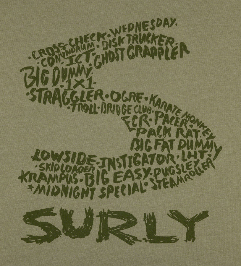 Surly Steel Consortium Mens T-Shirt - Light Olive Small Shirts Surly   