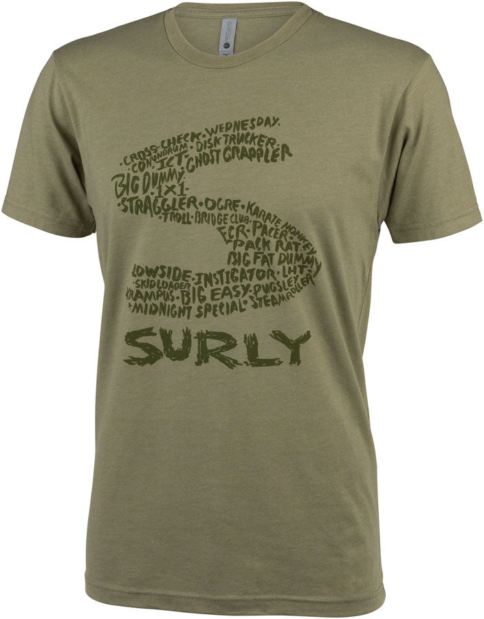 Surly Steel Consortium Mens T-Shirt - Light Olive Small Shirts Surly   