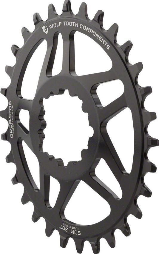Wolf Tooth Elliptical Direct Mount Chainring - 30t SRAM Direct Mount Drop-Stop For SRAM 3-Bolt Cranksets 6mm Offset BLK Chainrings Wolf Tooth   