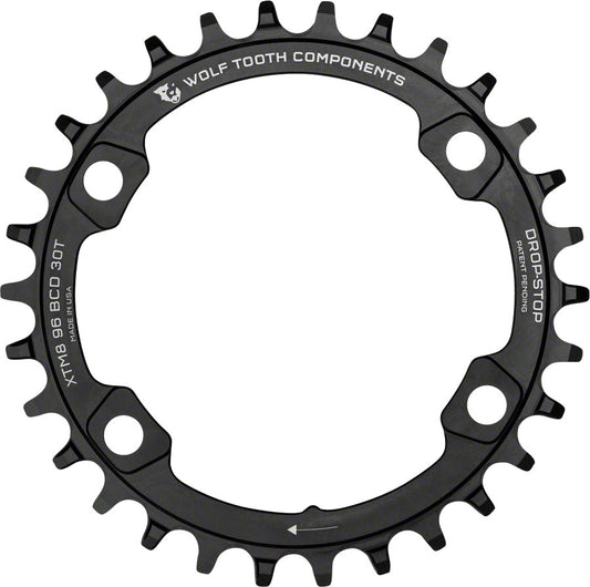 Wolf Tooth 96 BCD Chainring - 32t 96 Asymmetric BCD 4-Bolt Drop-Stop For Shimano XT M8000 SLX M7000 Cranks BLK Chainrings Wolf Tooth   
