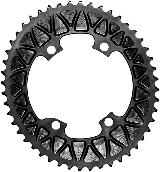 absoluteBLACK Premium Sub-Compact Oval 110 BCD Road Outer Chainring - 48t 110 Shimano Asymmetric BCD 4-Bolt BLK Chainrings Absolute Black   