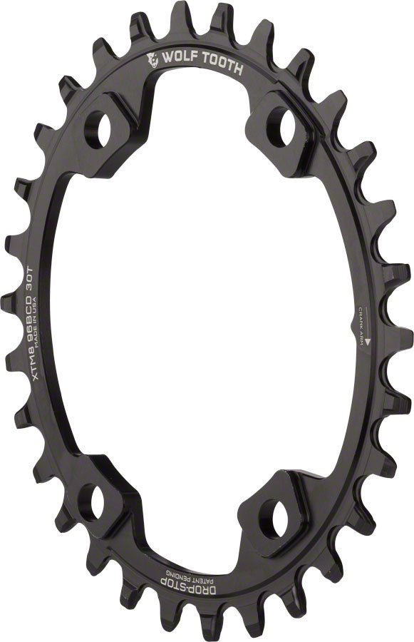 Wolf Tooth Elliptical 96 BCD Chainring - 30t 96 Asymmetric BCD 4-Bolt Drop-Stop For Shimano XT M8000 SLX M7000 Cranks BLK Chainrings Wolf Tooth   