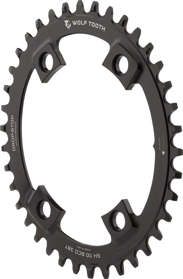 Wolf Tooth Elliptical Shimano 110 Asymmetric BCD Chainring - 40t 110 Asymmetric BCD 4-Bolt Drop-Stop For Shimano Cranks BLK Chainrings Wolf Tooth   