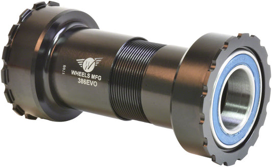 Wheels Manufacturing 386EVO Bottom Bracket - ABEC-3 Bearings For 22/24mm SRAM Cranks BLK Bottom Brackets Wheels Manufacturing   