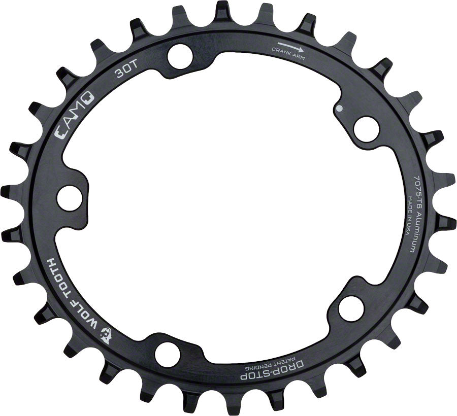 Wolf Tooth CAMO Aluminum Elliptical Chainring - 32t Wolf Tooth CAMO Mount Drop-Stop B BLK Chainrings Wolf Tooth   