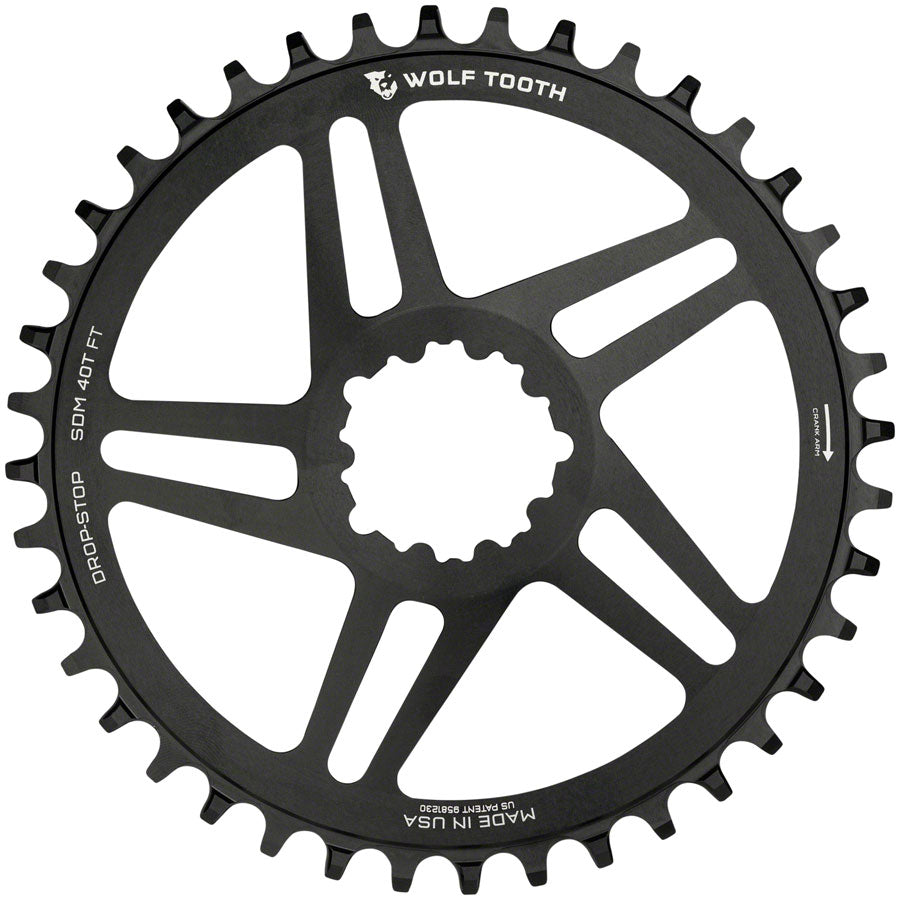 Wolf Tooth Direct Mount Chainring - 40t SRAM Direct Mount For SRAM 3-Bolt 6mm Offset Drop-Stop B Flattop Compatible BLK Chainrings Wolf Tooth   